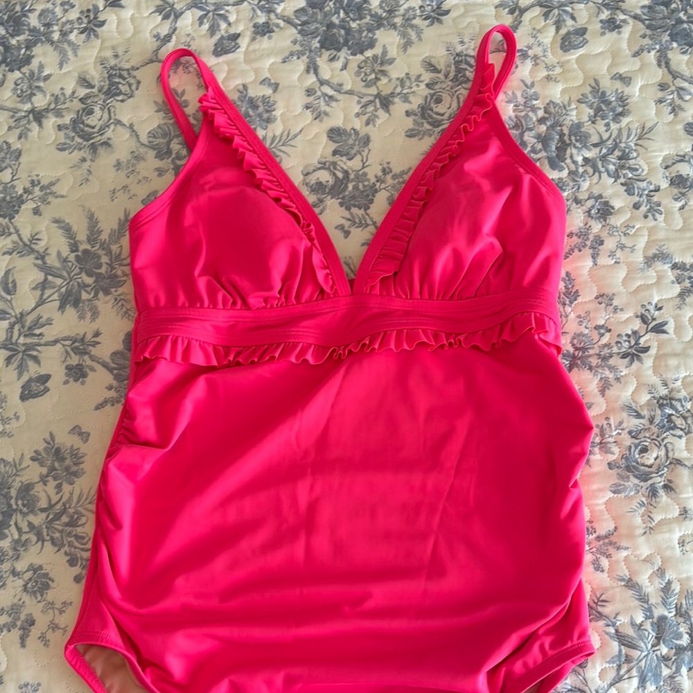 Vibrant Pink One-Piece Maternity Swimsuit